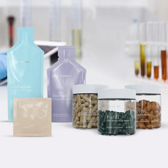 Optimize your daily wellness plan with the power of nutrition from Three supplements.